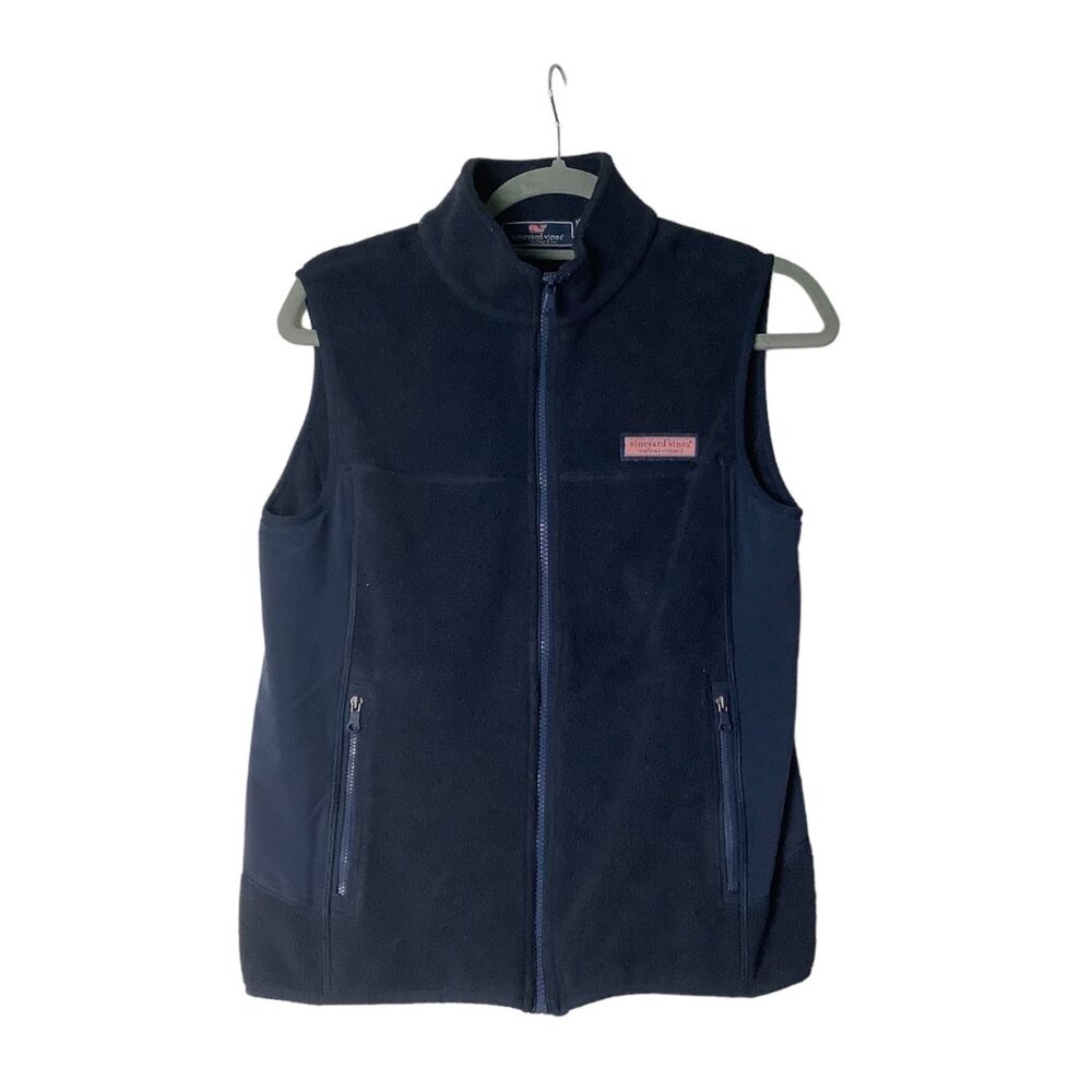 Vineyard Vines Harbor Fleece Zip Up Vestโ Navy Blue Boy Large Whale Logo Preppy